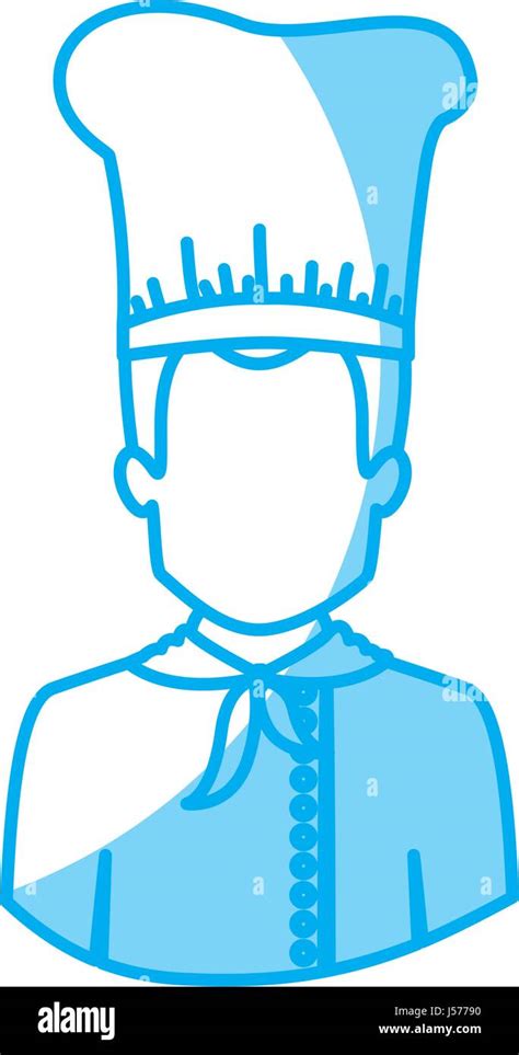 Blue Silhouette With Half Body Of Faceless Male Chef Stock Vector Image