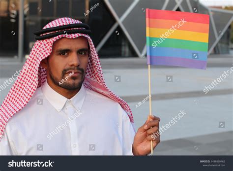 Attractive Arabic Gay Man Holding Rainbow Stock Photo Shutterstock