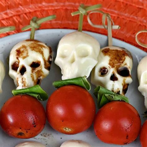 Halloween Skull Caprese Skewers Sula And Spice Caprese Skewers