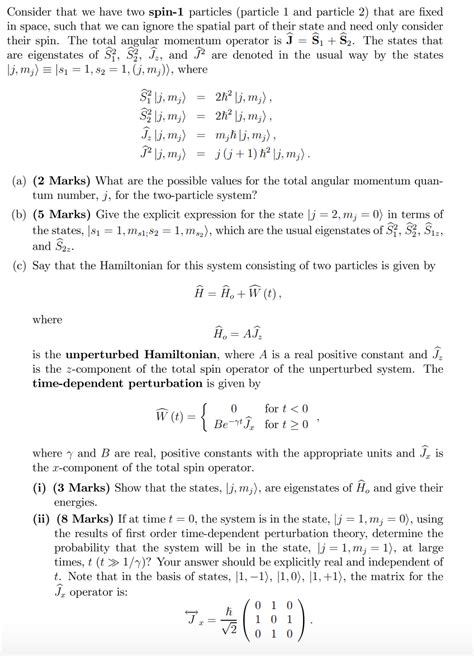 Solved Consider That We Have Two Spin Particles Particle Chegg