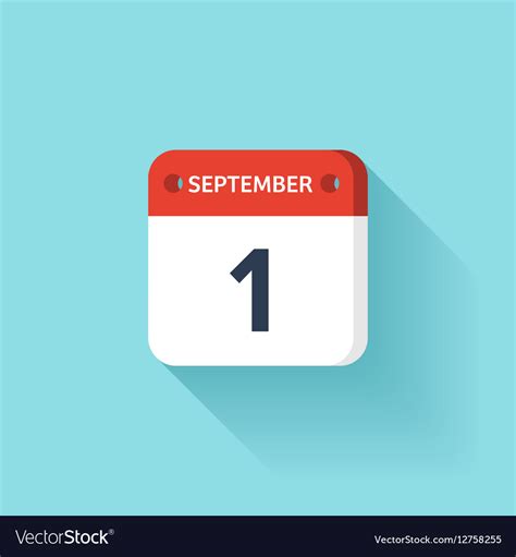 September 1 Isometric Calendar Icon With Shadow Vector Image