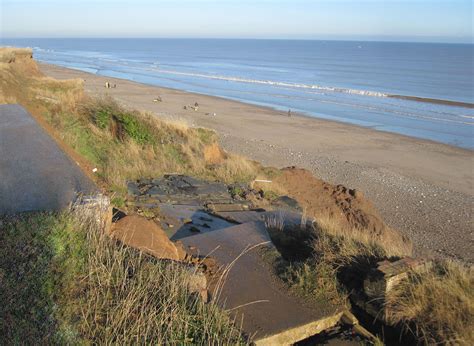 Coastal erosion at Aldbrough on the Holderness Coast, East Yorkshire