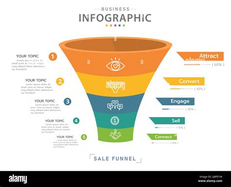 Infographic Template For Business Level Modern Sales Funnel Diagram