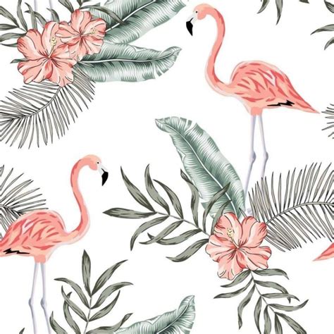 Papel De Parede Adesivo Flamingo Floral N03131