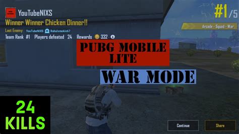 WAR MODE 24 KILLS GAME SOLO VS SQUAD PUBG MOBILE LITE YouTube