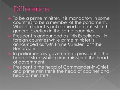 Difference Between The Position Of President And Prime Minister