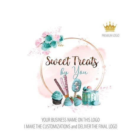 Sweet Treats Logo Design Tiffany Green Teal Custom Logo Cake Logo