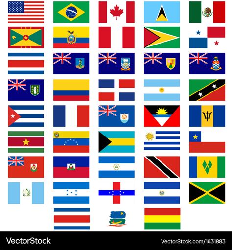 Flags countries america Royalty Free Vector Image