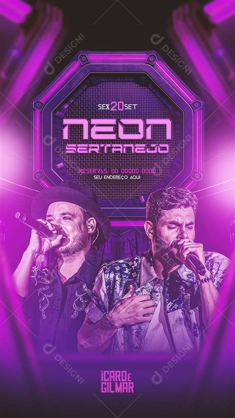 Story Flyer Neon Sertanejo Caro E Gilmar Social Media Psd Edit Vel