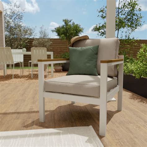 Set mobilier gradina Naterial Oris, pentru 4 persoane, aluminiu,alb/bej