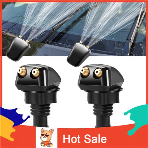 2Pcs Car Dual Holes Windshield Washer Nozzles Wiper Water Spray Jet