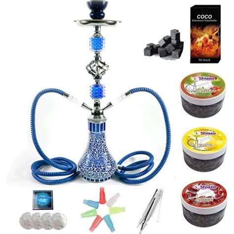 Rman Shisha Set 55CM Chicha Kit Complet avec Narguilé 2 Sortie Tuyau 3