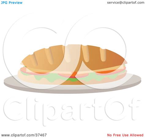 Clipart Illustration Of A Fresh Sub Sandwich On French Bread Served On