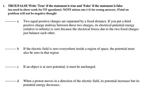 Solved True False Write True If The Statement Is True A Chegg