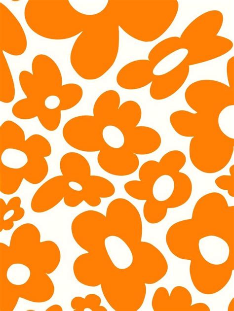 Retro Flowers Orange Art Print By Les Muses Society6 Graphic Wallpaper Iphone Background