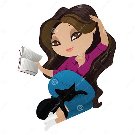 Beautiful Girl Lying Down And Reading A Book Stock Vector