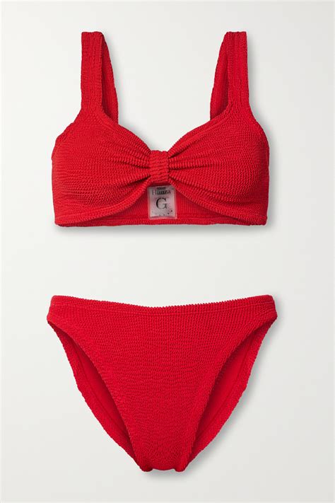 Hunza G Bonnie Seersucker Bikini Red Editorialist