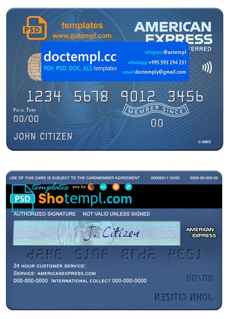 Usa Fifth Third Bank Amex Blue Cash Preferred Card Template In Psd