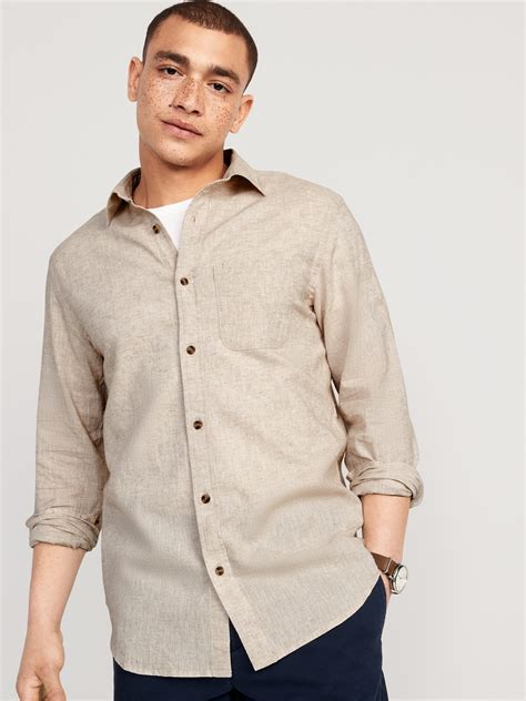 Regular Fit Everyday Non Stretch Linen Blend Shirt For Men Old Navy