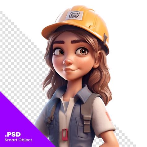 Premium Psd D Rendering Of A Female Construction Worker Isolated On