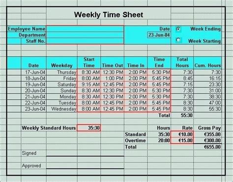 8 Excel Weekly Timesheet Template With Formulas Excel Templates