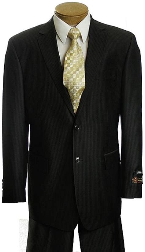 Liquid Jet Black Pinstripe 2 Button Style Affordable Suit On