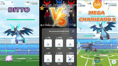 Ditto Mega Evolves Into Mega Charizard X In Pokemon Go Ditto Vs Mega