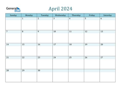 April 2024 Calendar Printable