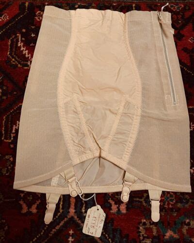 Vintage 1940s Pink Rayon Panel Girdle Open Bottom Garter Clips New Old Stock Ebay