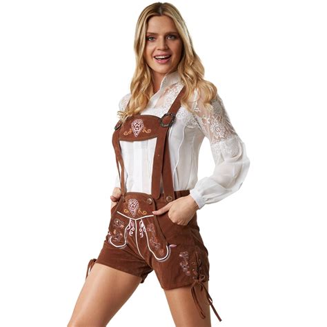 Damen Trachten Lederhose mit Träger Trachten Hose Oktoberfest Wiesen