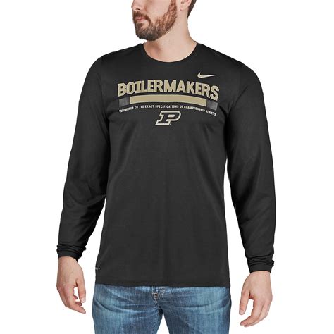 Nike Purdue Boilermakers Black Sideline Staff Long Sleeve Dri Fit Legend Long Sleeve T Shirt