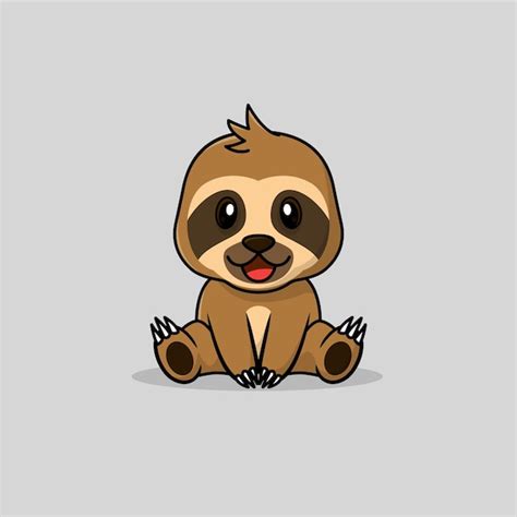 Premium Vector Vector Cute Baby Sloth Cartoon Sitting Icon Illustration