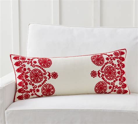 Elsie Embroidered Lumbar Pillow Cover Pottery Barn