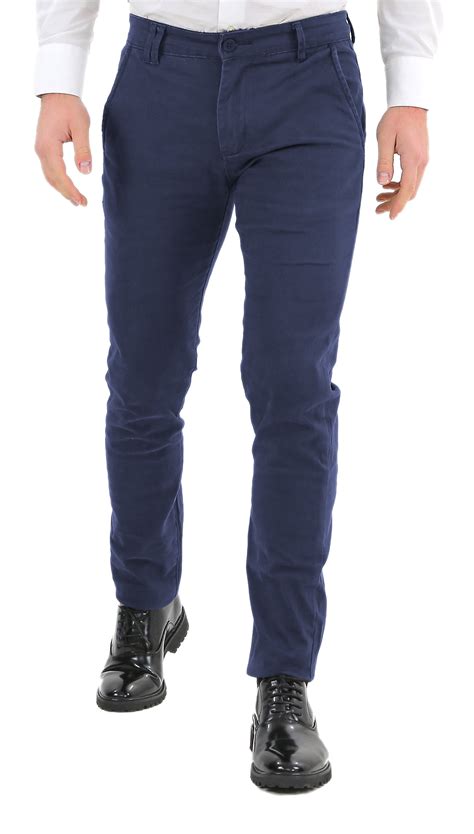 Pantaloni Uomo Slim Fit Eleganti Invernali Blu Nero Classico Chino