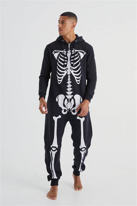 Black Skeleton Onesie Boohoo Uk