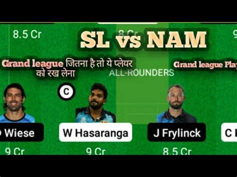 Sl Vs Nam Dream Prediction Sri Lankas Namibia Dream Team Nam Vs