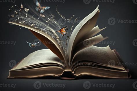 Open Book With Butterflies Flying Out Of It 22084760 Stock Photo At