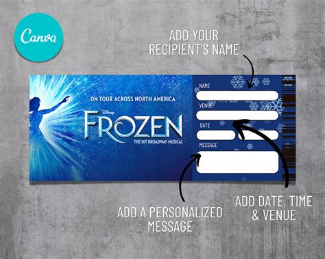 Printable Frozen Broadway Surprise Ticket Faux Event Admission Canva