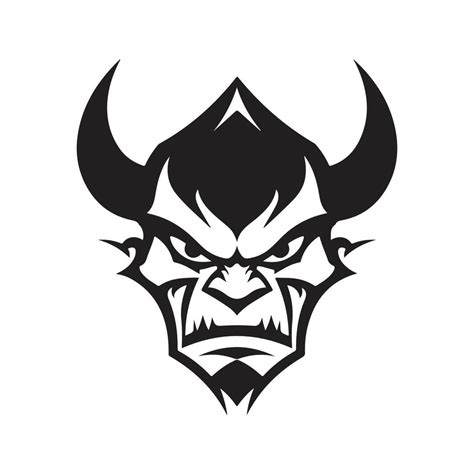 Devil Logo Concept Black And White Color Hand Drawn Illustration