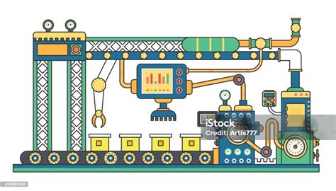 Mesin Sabuk Konveyor Industri Dan Manufaktur Pabrik Mesin Ilustrasi