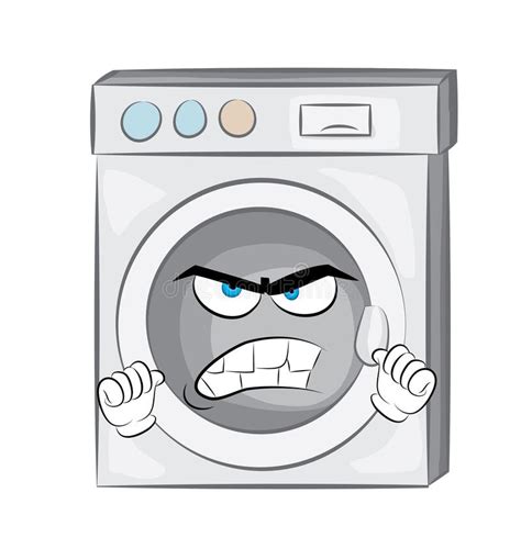 Washer Angry Emotion Isolated Evil Washing Machine Cartoon Style Stock