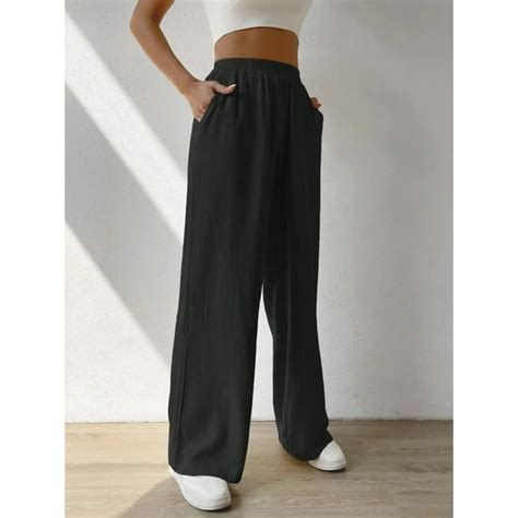 Rosvigor Wide Leg Pants For Women Elastic Waist Womens Pants Casual Lounge Trousers With Pockets