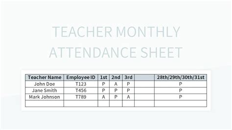 Free Teacher Attendance Sheet Templates For Google Sheets And Microsoft ...