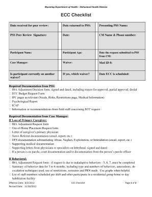 Fillable Online Ecc Checklist Fax Email Print Pdffiller