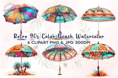 Beach Umbrella Watercolor Clipart Graphic By Nastine Creative Fabrica