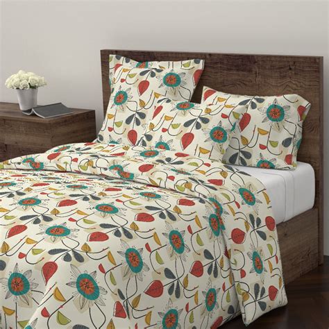 Mcm Retro Home Decor Vintage Classy Mid Century Sateen Duvet Cover By