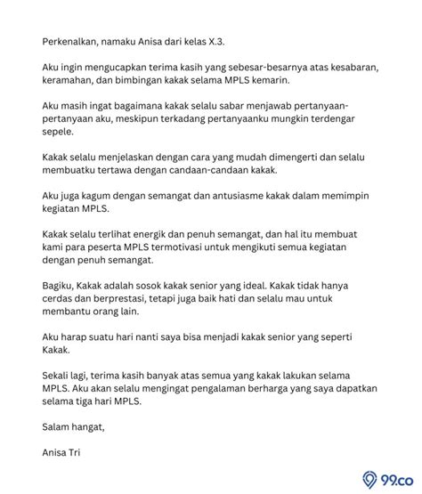 Contoh Surat Kagum Singkat Untuk Kakak Osis