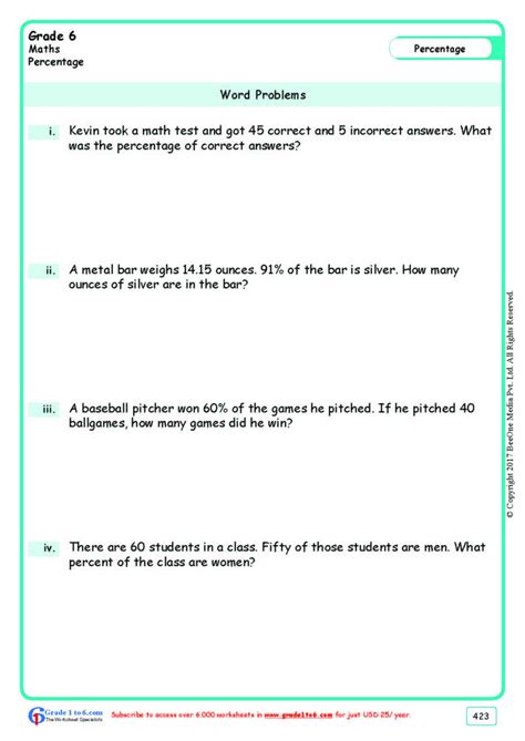 Percent Word Problems Worksheets 045 Free Printable Workshee