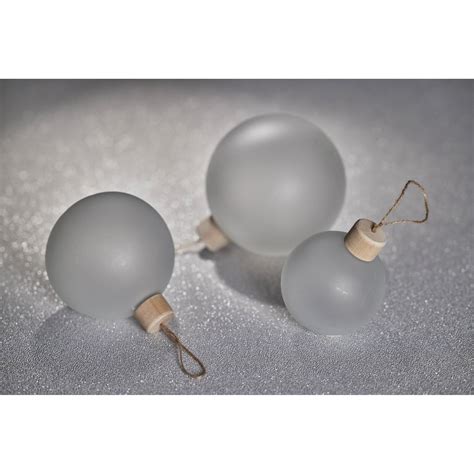 4 Frosted Glass Ball Ornaments With Wood Cap Set Of 6 Bed Bath And Beyond 38443536