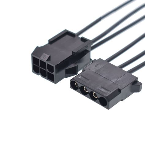 Premium 6 Pin Pcie Power To 4 Pin Molex Adapter Cable 10cm All Black Moddiy